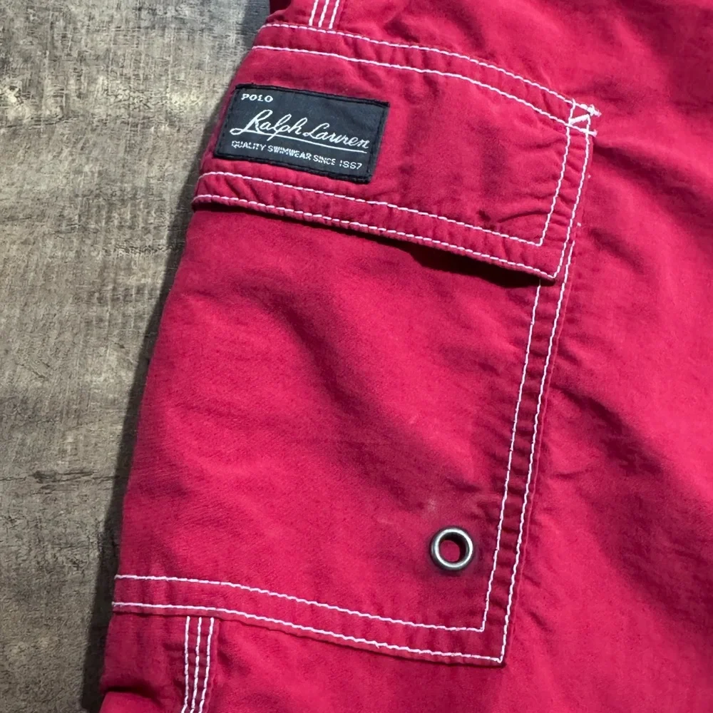 Vintage Polo Ralph Lauren Lined Swim Trunks Board Shorts Red Pockets Mens XXL - Picture 4 of 11